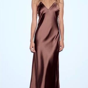 Zara Plum Satin Slip Dress
